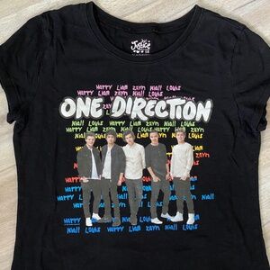 1D One Direction Band Harry Liam Zayn Louis Black T-Shirt Justice Juniors Sz 16